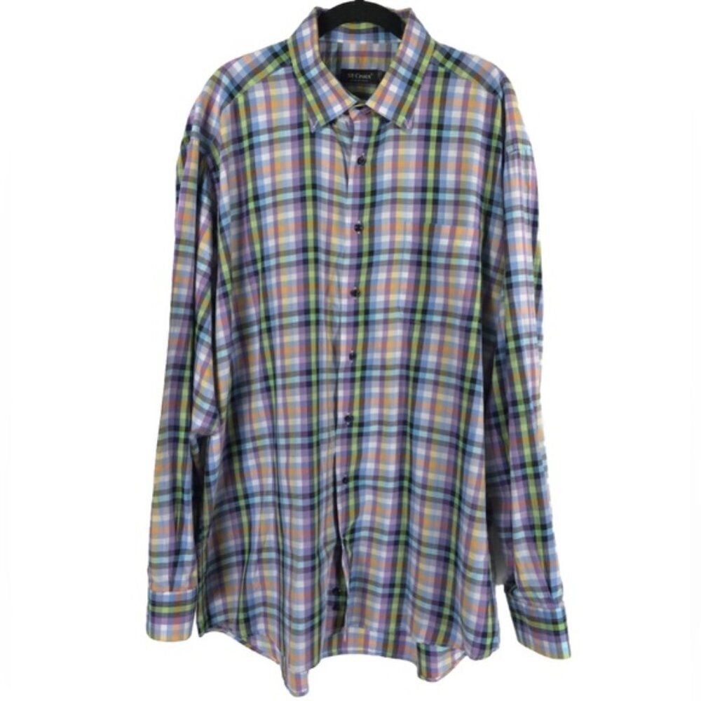 St. CROIX‎ MADE IN ITALY 🇮🇹 Multicolor Plaid Long Sleeve Button Down Shirt XXL